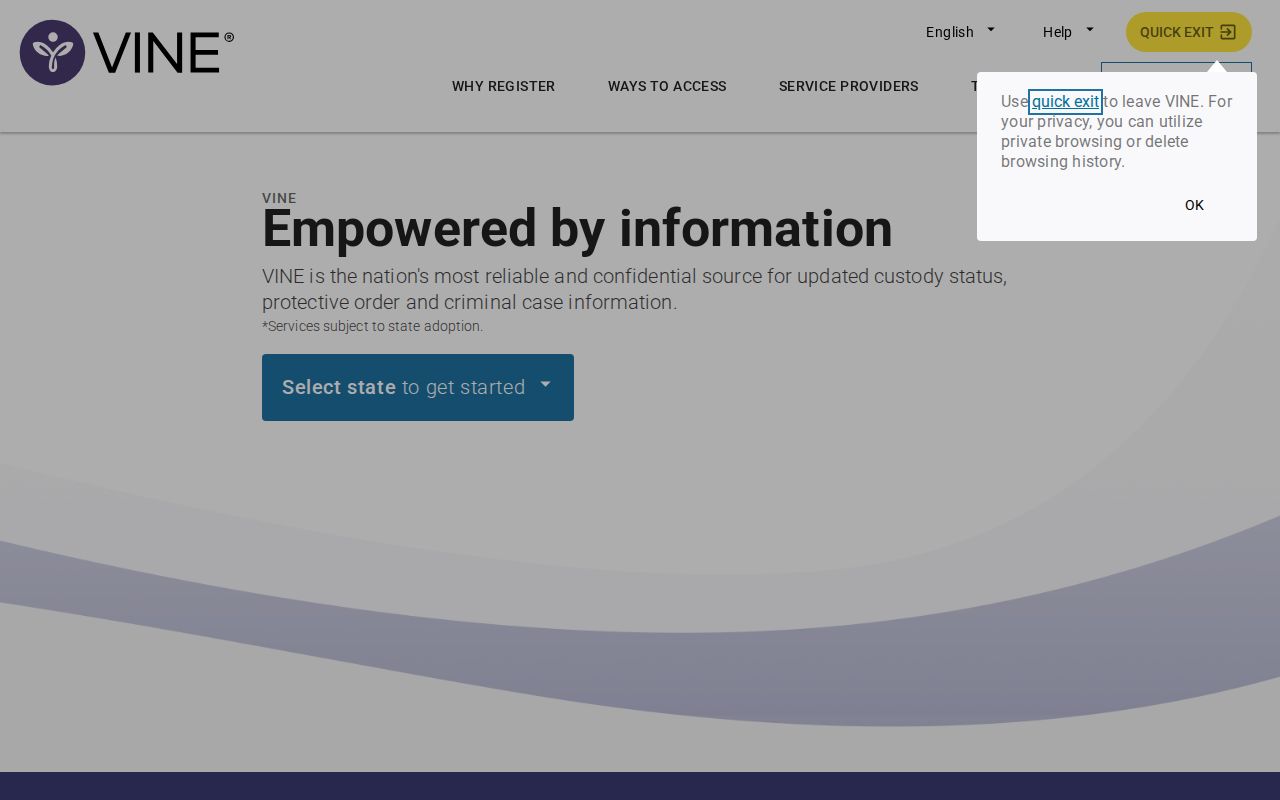 VINELink Michigan person search controls for a custody check